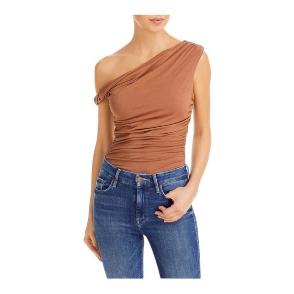 Nwt Agolde Hilma Twist Sleeve Bodysuit / beige - Picture 2 of 5